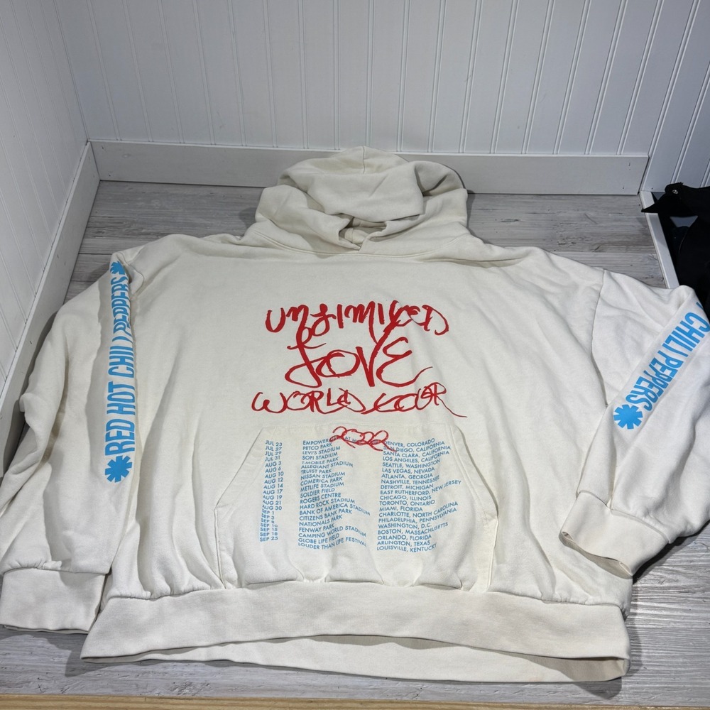 Red Hot Chili Peppers Mens XXXL‎ Cream Unlimited Love World Tour 2022 Hoodie